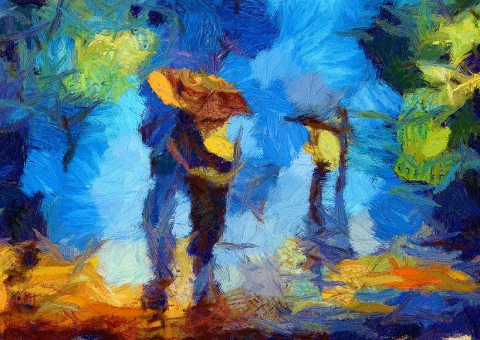 Walking In The Rain Landscape Nature Beauty Art 